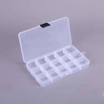 Boîte de rangement en plastique à 15 compartiments avec séparateurs amovibles, serrure noire