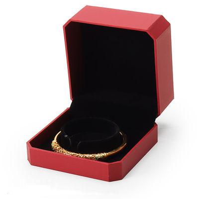 Caixa de bracelete octagonal de couro vermelho para embalagem de jóias