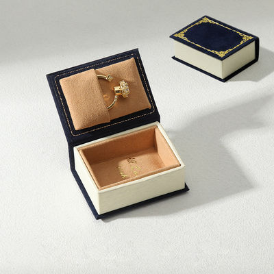Vintage Book Style Mini Ring Box with Premium Microfiber and Compact 4.0 × 5.6 × 2.2 cm Size for Jewelry Display