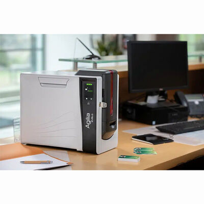 Evolis Agilia Retransfer ID Card Printer with 600 dpi Resolution, Double-sided Printing, and 150 Cards/Hour Speed